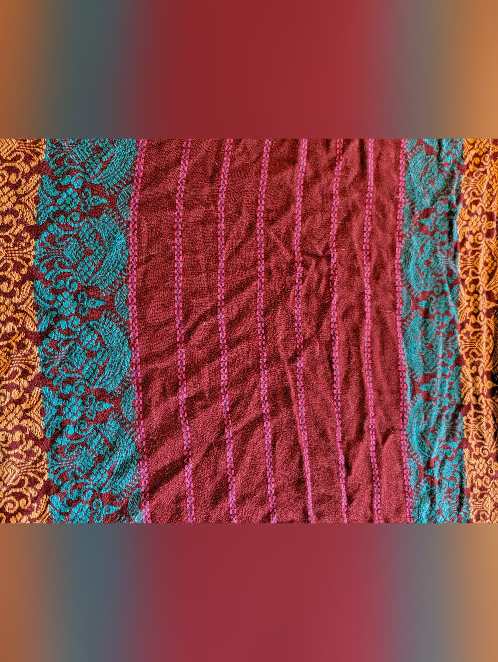 Colorful, Large Boho Scarf With Tassels
